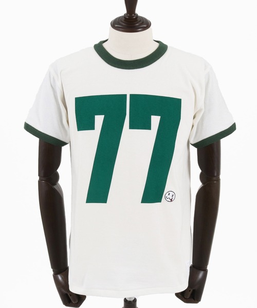 seventy seven(セブンティセブン)の「mt8993- middle onz S-S ringer t-shirts (big 77) Tシャツ(Tシャツ/カットソー・メンズ・ホワイト×グリーン/ホワイト×ブラック/グレー系その他・S/M/L/XL)」の18枚目の写真