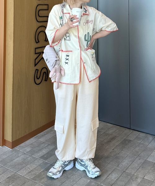 Alley by w closet（アリーバイダブルクローゼット）の「【Alley】裏毛カーゴパンツ（スウェットパンツ・レディース・オフホワイト/ピンク系その他/グレー・FREE）」の19枚目の写真