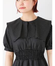 ehka sopo | チェックスクエア襟ワンピース(ワンピース)