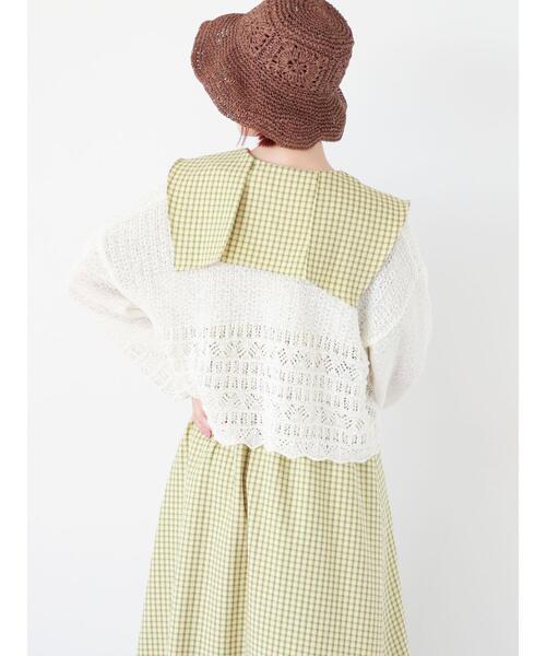 ehka sopo（エヘカソポ）の「チェックスクエア襟ワンピース（ワンピース・レディース・オフホワイト/ブラック/グリーン/イエロー・F）」の16枚目の写真