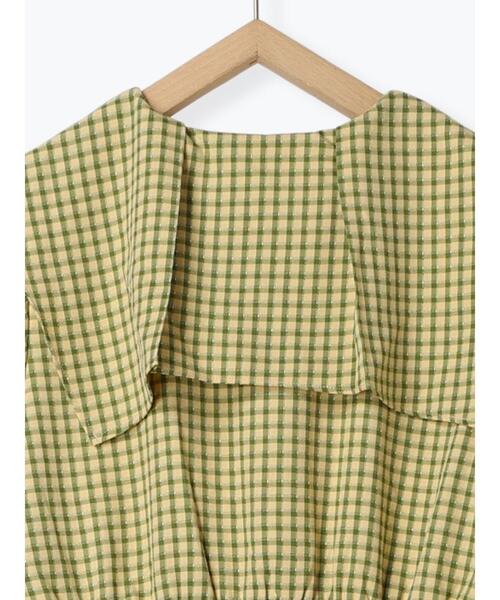 ehka sopo（エヘカソポ）の「チェックスクエア襟ワンピース（ワンピース・レディース・オフホワイト/ブラック/グリーン/イエロー・F）」の6枚目の写真