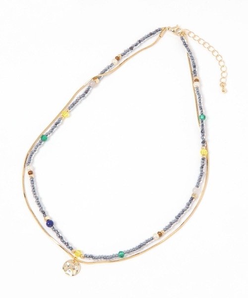 GLOBAL WORK Smile Seed Store（グローバルワーク スマイルシードストア）の「ビーズ２連ネックレス/111160（ネックレス・レディース・ホワイト/ブラック・FREE）」の3枚目の写真