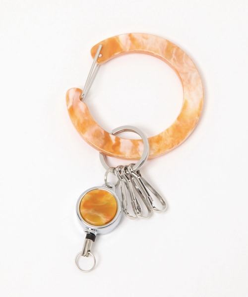studio CLIP（スタディオクリップ）の「マーブルリール付きカラビナ（チャーム・レディース・オレンジ/ホワイト/グリーン・FREE）」の3枚目の写真