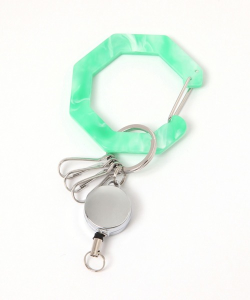 studio CLIP（スタディオクリップ）の「マーブルリール付きカラビナ（チャーム・レディース・オレンジ/ホワイト/グリーン・FREE）」の4枚目の写真