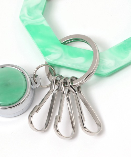 studio CLIP（スタディオクリップ）の「マーブルリール付きカラビナ（チャーム・レディース・オレンジ/ホワイト/グリーン・FREE）」の8枚目の写真
