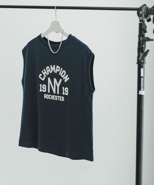Champion（チャンピオン）の「Champion　SLEEVELESS SHIRTS（Tシャツ/カットソー・レディース・グレー/ライトブルー/ネイビー/ホワイト・LARGE）」の4枚目の写真