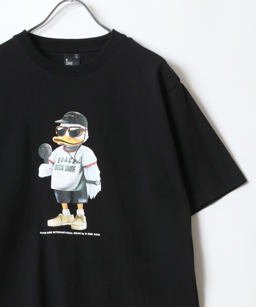 Duck Dude（ダックデュード）の「DUCK DUDE/ダックデュード クラッシックダック フロントプリント 半袖Tシャツ レディース メンズ（Tシャツ/カットソー・レディース・ホワイト/ブラック/ダークグリーン・L/M/LL）」の6枚目の写真