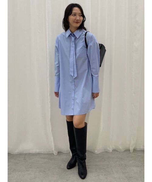 LAGUNAMOON（ラグナムーン）の「タイセットミニシャツワンピース（シャツワンピース・レディース・ホワイト/ブルー・FREE）」の9枚目の写真