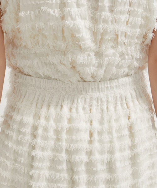 VIS（ビス）の「【洗える】フリンジジャガードスリット入りロングスカート（スカート・レディース・ブラック/キナリ・FREE）」の19枚目の写真