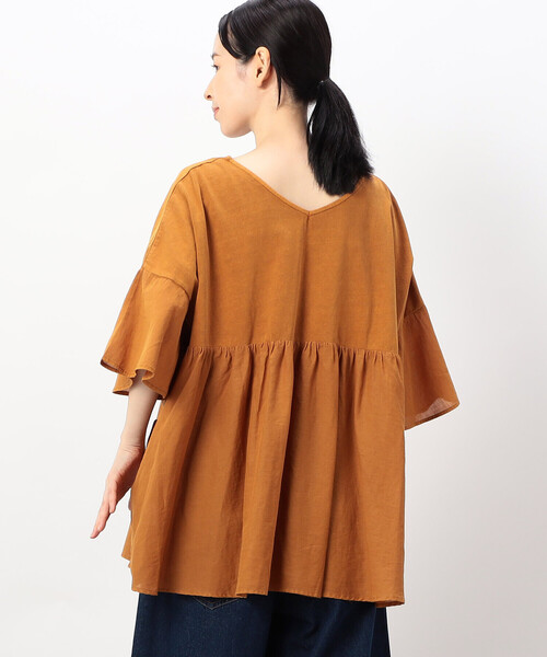 ONIGIRI（オニギリ）の「前後２ＷＡＹ 綿100％ フレアピグメントＴシャツ（Tシャツ/カットソー・レディース・チャコール/ブラウン/アイボリー/マスタード・FREE）」の17枚目の写真