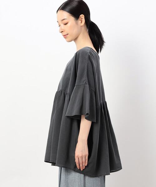 ONIGIRI（オニギリ）の「前後２ＷＡＹ 綿100％ フレアピグメントＴシャツ（Tシャツ/カットソー・レディース・チャコール/ブラウン/アイボリー/マスタード・FREE）」の19枚目の写真