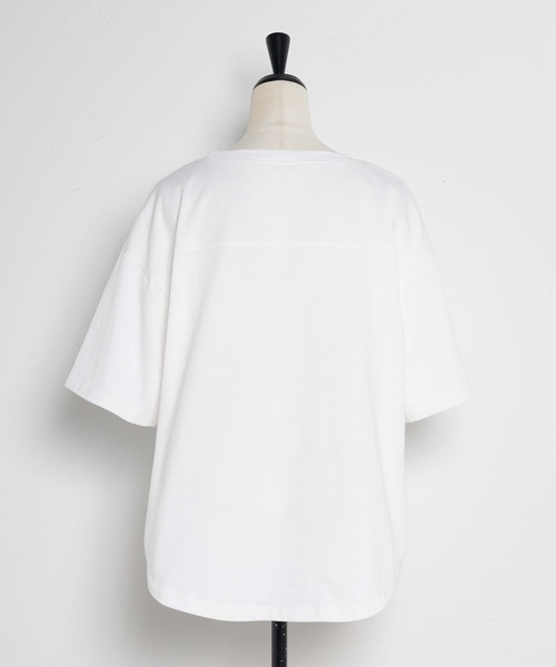 Bonjour Sagan(ボンジュールサガン)の「切替ステッチナンバリングTシャツ(Tシャツ/カットソー・レディース・ネイビー/オフホワイト・FREE)」の4枚目の写真