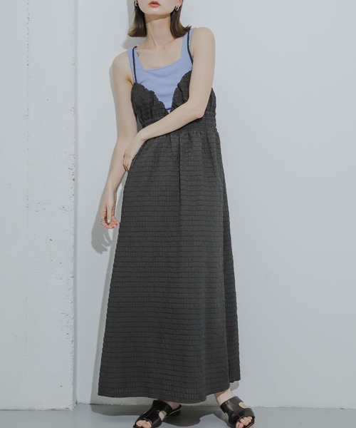 SENSE OF PLACE by URBAN RESEARCH（センスオブプレイスバイアーバンリサーチ）の「チェックキャミワンピース（ワンピース・レディース・ブラック/オレンジ/ネイビー・ONE/S）」の2枚目の写真