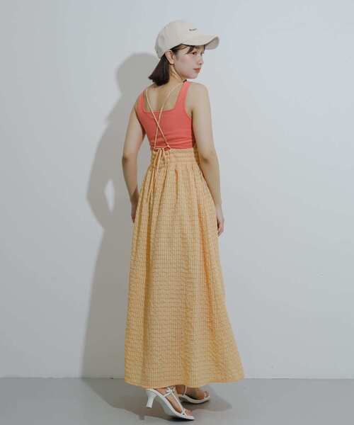 SENSE OF PLACE by URBAN RESEARCH（センスオブプレイスバイアーバンリサーチ）の「チェックキャミワンピース（ワンピース・レディース・ブラック/オレンジ/ネイビー・ONE/S）」の6枚目の写真