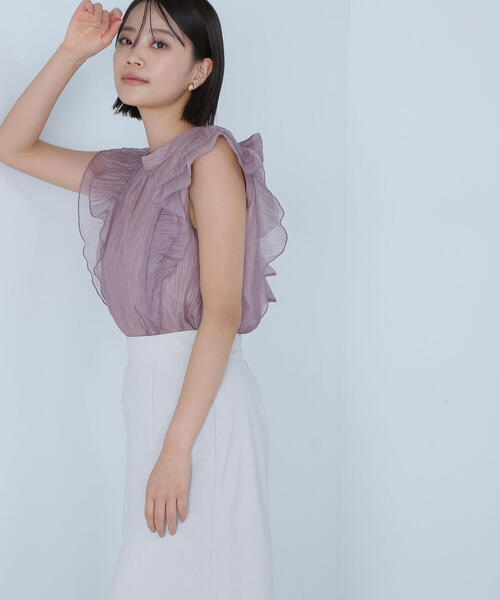 NATURAL BEAUTY BASIC（ナチュラルビューティーベーシック）の「2wayワッシャーシアーリボンブラウス（シャツ/ブラウス・レディース・ブラック/グレー/ピンク・MEDIUM/SMALL）」の3枚目の写真