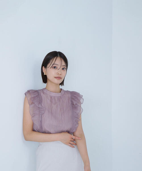 NATURAL BEAUTY BASIC（ナチュラルビューティーベーシック）の「2wayワッシャーシアーリボンブラウス（シャツ/ブラウス・レディース・ブラック/グレー/ピンク・MEDIUM/SMALL）」の11枚目の写真