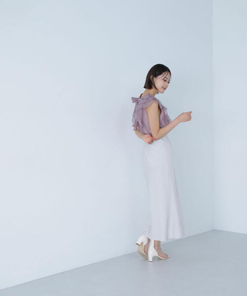 NATURAL BEAUTY BASIC（ナチュラルビューティーベーシック）の「2wayワッシャーシアーリボンブラウス（シャツ/ブラウス・レディース・ブラック/グレー/ピンク・MEDIUM/SMALL）」の12枚目の写真