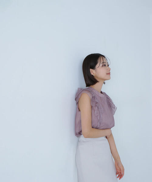 NATURAL BEAUTY BASIC（ナチュラルビューティーベーシック）の「2wayワッシャーシアーリボンブラウス（シャツ/ブラウス・レディース・ブラック/グレー/ピンク・MEDIUM/SMALL）」の13枚目の写真