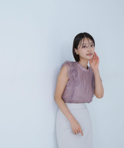 NATURAL BEAUTY BASIC（ナチュラルビューティーベーシック）の「2wayワッシャーシアーリボンブラウス（シャツ/ブラウス・レディース・ブラック/グレー/ピンク・MEDIUM/SMALL）」の15枚目の写真