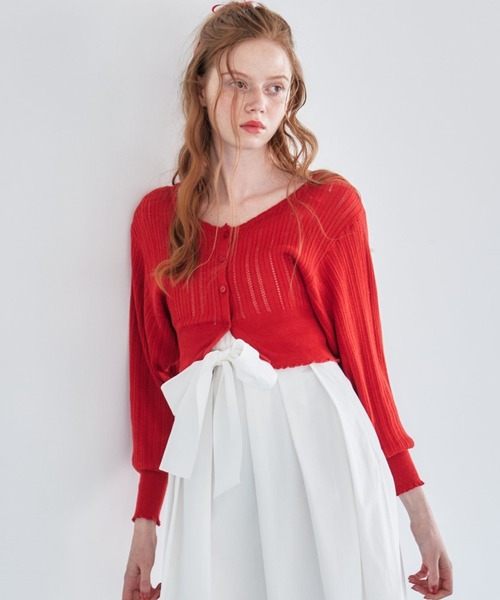 REDYAZEL（レディアゼル）の「クロシェカーディガン（カーディガン/ボレロ・レディース・ブルー/ホワイト/ボルドー・FREE）」の3枚目の写真