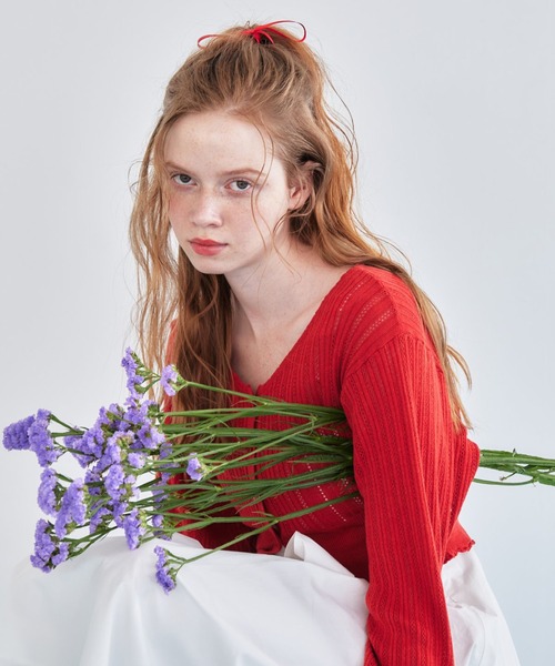 REDYAZEL（レディアゼル）の「クロシェカーディガン（カーディガン/ボレロ・レディース・ブルー/ホワイト/ボルドー・FREE）」の5枚目の写真