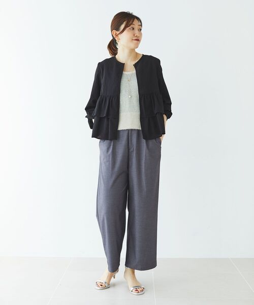 le.coeur blanc（ルクールブラン）の「シャイニーシャギーニットベスト（ベスト・レディース・アイボリー/キャメル・38）」の12枚目の写真