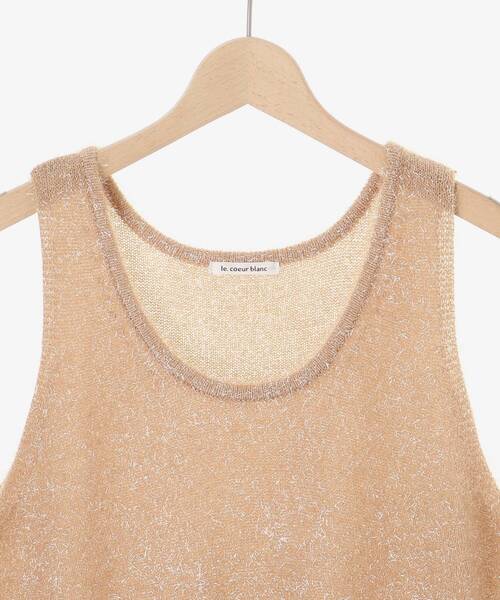 le.coeur blanc（ルクールブラン）の「シャイニーシャギーニットベスト（ベスト・レディース・アイボリー/キャメル・38）」の6枚目の写真