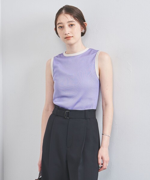 UNITED ARROWS（ユナイテッドアローズ）の「リブ バイカラー パイピング ノースリーブカットソー（タンクトップ・レディース・ベージュ/オフホワイト/ダークグレー/ライラック/その他7・FREE）」の11枚目の写真