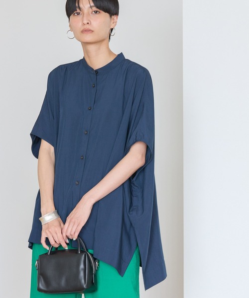 AMERICAN HOLIC(アメリカンホリック)の「接触冷感ポンチョフレンチスリーブシャツ(シャツ/ブラウス・レディース・オフホワイト/ネイビー/サックスブルー・FREE)」の3枚目の写真