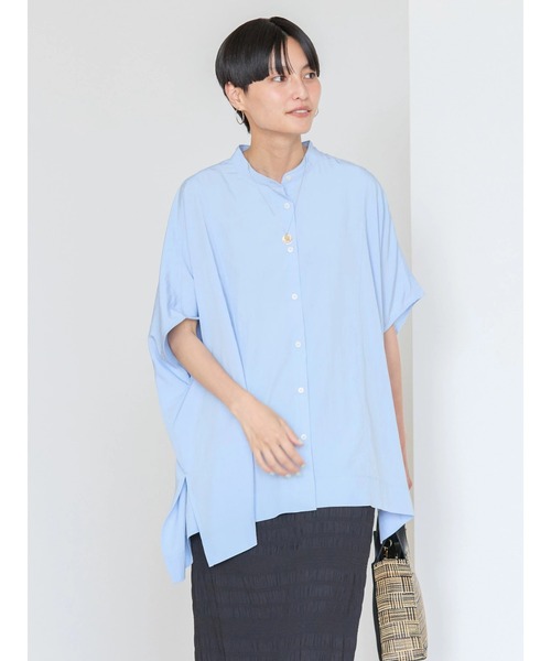 AMERICAN HOLIC(アメリカンホリック)の「接触冷感ポンチョフレンチスリーブシャツ(シャツ/ブラウス・レディース・オフホワイト/ネイビー/サックスブルー・FREE)」の4枚目の写真