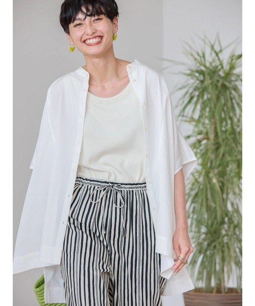 AMERICAN HOLIC(アメリカンホリック)の「接触冷感ポンチョフレンチスリーブシャツ(シャツ/ブラウス・レディース・オフホワイト/ネイビー/サックスブルー・FREE)」の5枚目の写真