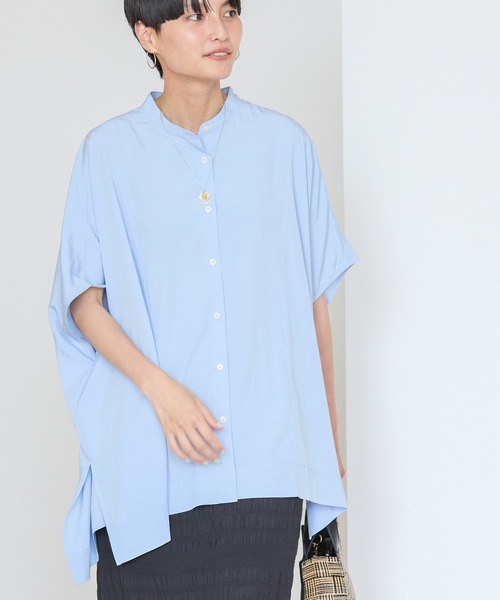 AMERICAN HOLIC(アメリカンホリック)の「接触冷感ポンチョフレンチスリーブシャツ(シャツ/ブラウス・レディース・オフホワイト/ネイビー/サックスブルー・FREE)」の6枚目の写真