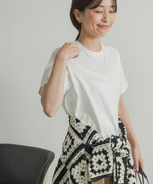 URBAN RESEARCH DOORS（アーバンリサーチドアーズ）の「インドオーガニックコットンTシャツ（Tシャツ/カットソー・レディース・ライトグレー/ホワイト/ピンク/ネイビー・MEDIUM）」の12枚目の写真