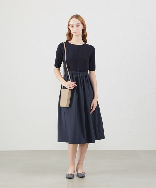 MACKINTOSH PHILOSOPHY（ﾏｯｷﾝﾄｯｼｭ ﾌｨﾛｿﾌｨｰ）の「ワイドリブコンビワンピース（ワンピース・レディース・ダークネイビー/グレー系その他・38）」の4枚目の写真