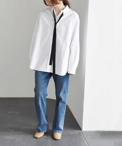 セール】quaranciel:〈洗濯機可能〉オックスフォード タイ付 ボタン