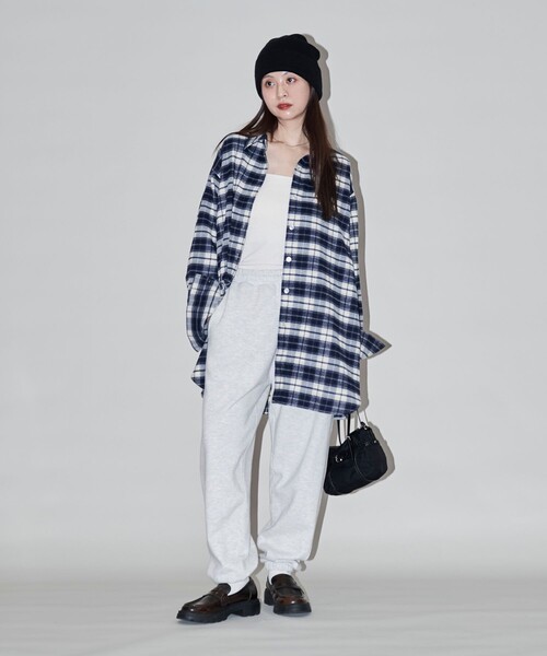 PUBLUX（パブリュクス）の「PUBLUX/パブリュクス オーバーサイズチェックシャツ　限定展開（シャツ/ブラウス・レディース・ブラウン/ネイビー/ベージュ/オレンジ・ﾌﾘ-）」の10枚目の写真