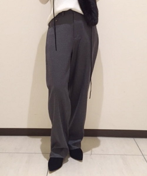 JOURNAL STANDARD（ジャーナルスタンダード）の「ハイカウントサキソニー ワイド5ポケットパンツ#（その他パンツ・レディース・ネイビー/グレー/アイボリー・34/38/36）」の3枚目の写真