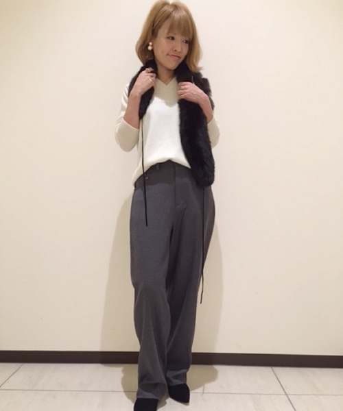 JOURNAL STANDARD（ジャーナルスタンダード）の「ハイカウントサキソニー ワイド5ポケットパンツ#（その他パンツ・レディース・ネイビー/グレー/アイボリー・34/38/36）」の17枚目の写真