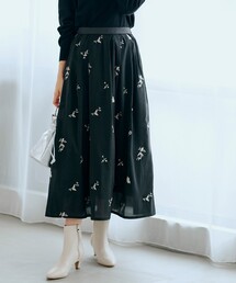 grove | オーガンジー刺繍タックスカート(スカート)