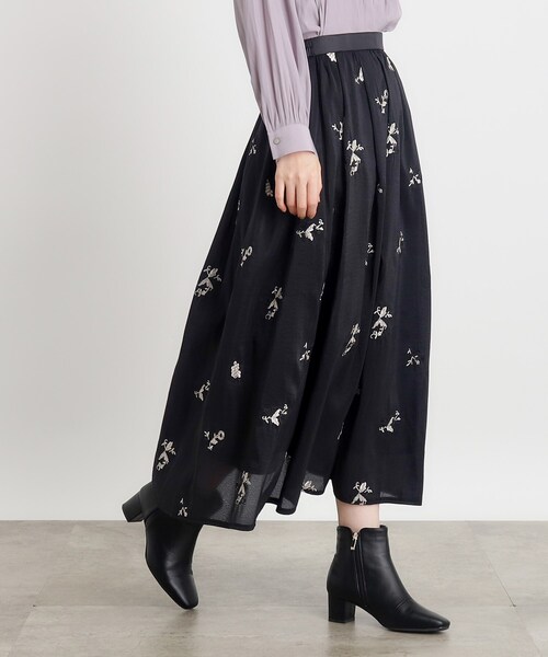 grove（グローブ）の「◆オーガンジー刺繍タックスカート（スカート・レディース・ブラック/ライトベージュ・03/02/01/04/05）」の4枚目の写真