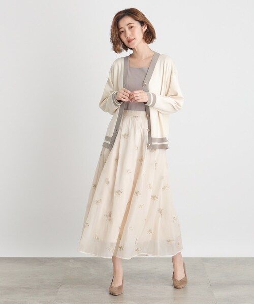 grove（グローブ）の「◆オーガンジー刺繍タックスカート（スカート・レディース・ブラック/ライトベージュ・03/02/01/04/05）」の9枚目の写真