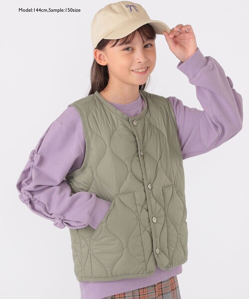 TAION（タイオン）の「【WEB限定】TAION:100～150cm / ミリタリー ダウン ベスト（ダウンベスト・キッズ・ダークオリーブ/ダークグリーン・100/110/120/130/140/150）」の3枚目の写真