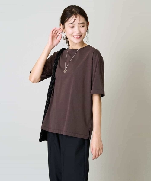 a.v.v(アーヴェヴェ)の「【コットン100%】ロールアップスリーブTシャツ(Tシャツ/カットソー・レディース・ホワイト/ブラウン/ライトピンク/ブラック・34/36/40/38/42)」の7枚目の写真