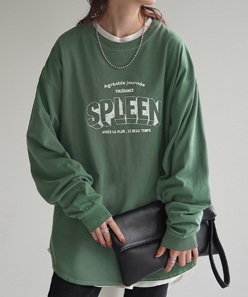 HUG.U(ハグユー)の「ユーズド感ロンT(Tシャツ/カットソー・レディース・グリーン/ホワイト/ダークグレー・FREE)」の17枚目の写真