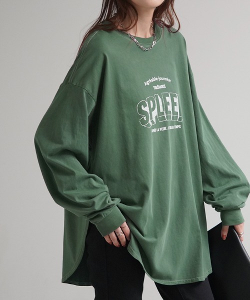 HUG.U(ハグユー)の「ユーズド感ロンT(Tシャツ/カットソー・レディース・グリーン/ホワイト/ダークグレー・FREE)」の16枚目の写真