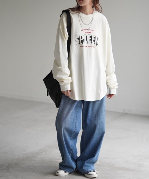 HUG.U(ハグユー)の「ユーズド感ロンT(Tシャツ/カットソー・レディース・グリーン/ホワイト/ダークグレー・FREE)」の10枚目の写真