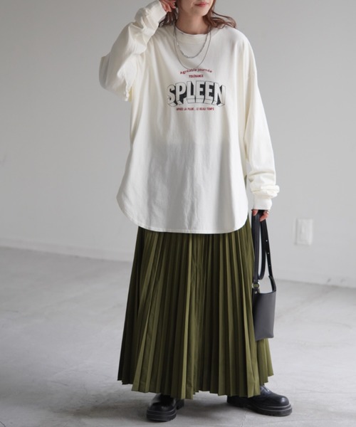 HUG.U(ハグユー)の「ユーズド感ロンT(Tシャツ/カットソー・レディース・グリーン/ホワイト/ダークグレー・FREE)」の8枚目の写真