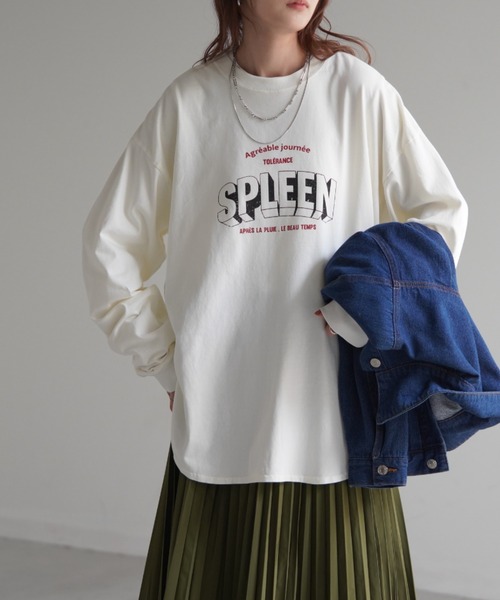 HUG.U(ハグユー)の「ユーズド感ロンT(Tシャツ/カットソー・レディース・グリーン/ホワイト/ダークグレー・FREE)」の6枚目の写真