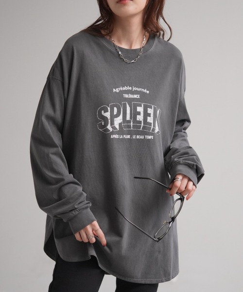 HUG.U(ハグユー)の「ユーズド感ロンT(Tシャツ/カットソー・レディース・グリーン/ホワイト/ダークグレー・FREE)」の14枚目の写真