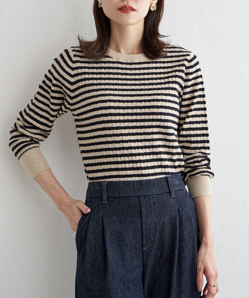 IKKA LOUNGE（イッカラウンジ）の「ミニケーブルニットプルオーバー（ニット/セーター・レディース・ベージュ/ブルー系その他/ブラック/オフホワイト・L/M/S）」の3枚目の写真